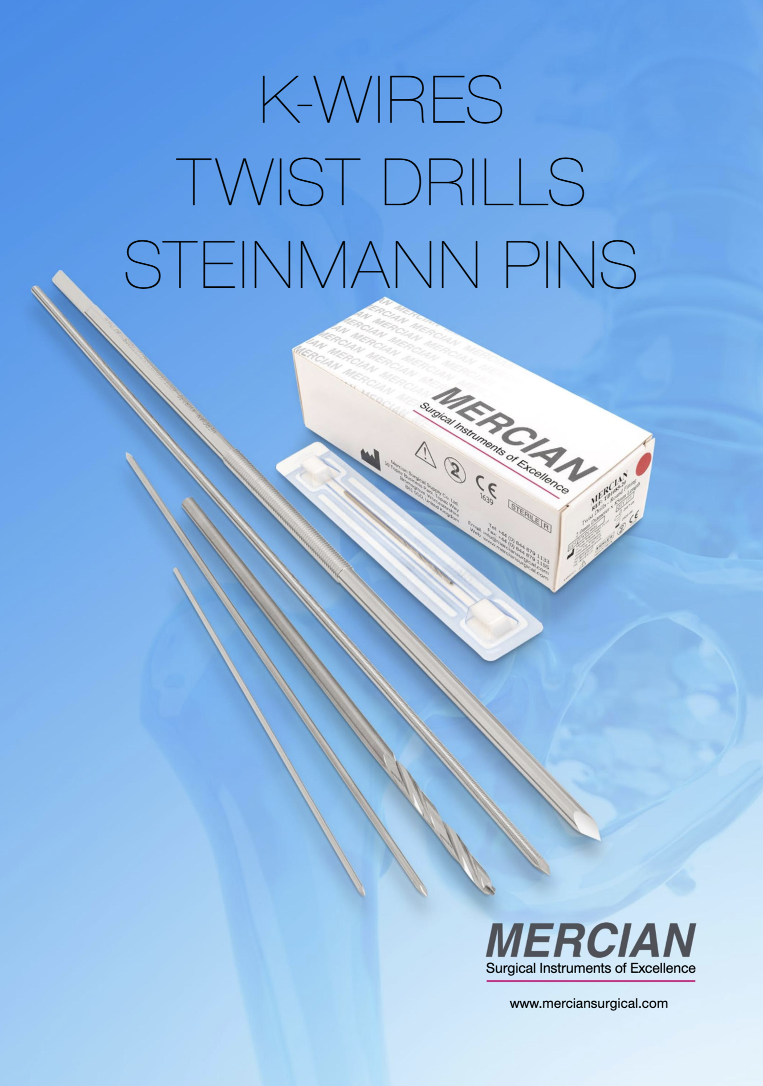 Mercian K-wires,Twist drills & Steinmann pins